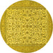 Round Machine Washable Persian Yellow Traditional Rug, wshtr394yw