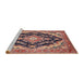 Sideview of Machine Washable Traditional Brown Red Rug, wshtr395