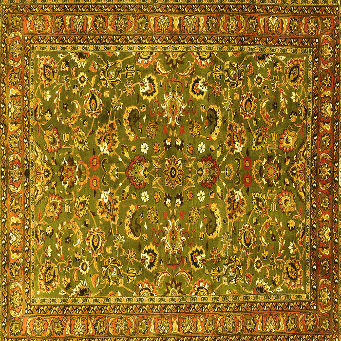 Square Machine Washable Persian Yellow Traditional Rug, wshtr3950yw