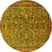 Round Persian Yellow Traditional Rug, tr3950yw