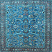 Square Machine Washable Persian Light Blue Traditional Rug, wshtr3950lblu