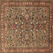 Square Machine Washable Persian Brown Traditional Rug, wshtr3950brn