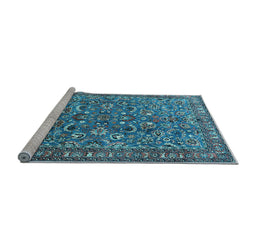 Sideview of Machine Washable Persian Light Blue Traditional Rug, wshtr3950lblu