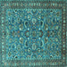 Square Persian Turquoise Traditional Rug, tr3950turq