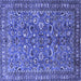 Square Machine Washable Persian Blue Traditional Rug, wshtr3950blu