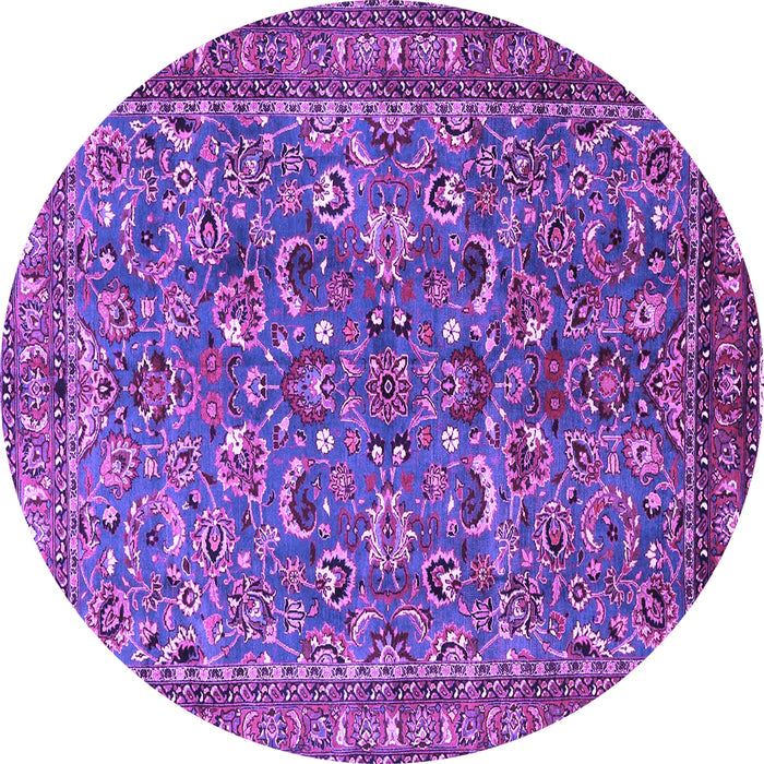 Round Machine Washable Persian Purple Traditional Area Rugs, wshtr3950pur