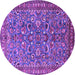 Round Machine Washable Persian Purple Traditional Area Rugs, wshtr3950pur