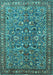 Machine Washable Persian Turquoise Traditional Area Rugs, wshtr3950turq