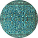 Round Persian Turquoise Traditional Rug, tr3950turq