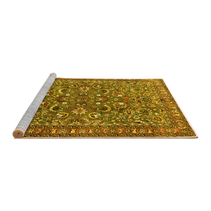 Sideview of Machine Washable Persian Yellow Traditional Rug, wshtr3950yw