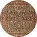 Round Machine Washable Persian Brown Traditional Rug, wshtr3950brn