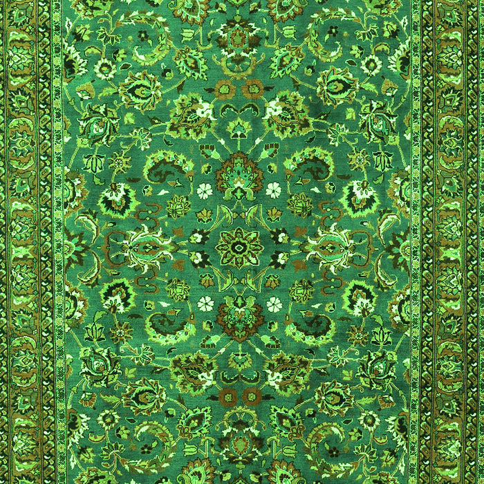 Serging Thickness of Machine Washable Persian Green Traditional Area Rugs, wshtr3950grn