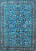 Machine Washable Persian Light Blue Traditional Rug, wshtr3950lblu