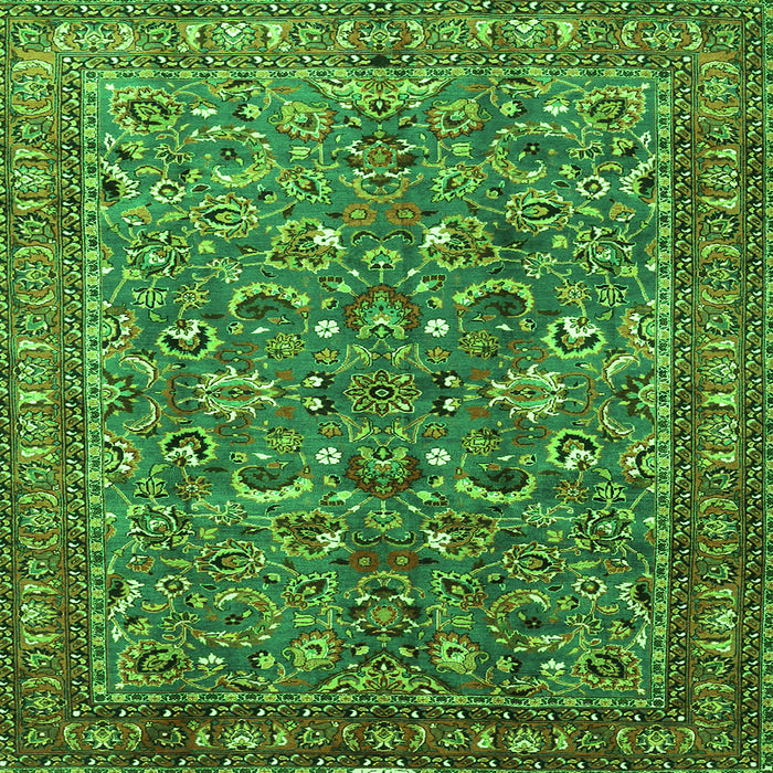 Round Machine Washable Persian Green Traditional Area Rugs, wshtr3950grn