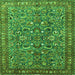 Round Machine Washable Persian Green Traditional Area Rugs, wshtr3950grn