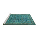 Sideview of Machine Washable Persian Turquoise Traditional Area Rugs, wshtr3950turq