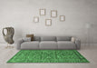 Machine Washable Persian Emerald Green Traditional Area Rugs in a Living Room,, wshtr3950emgrn