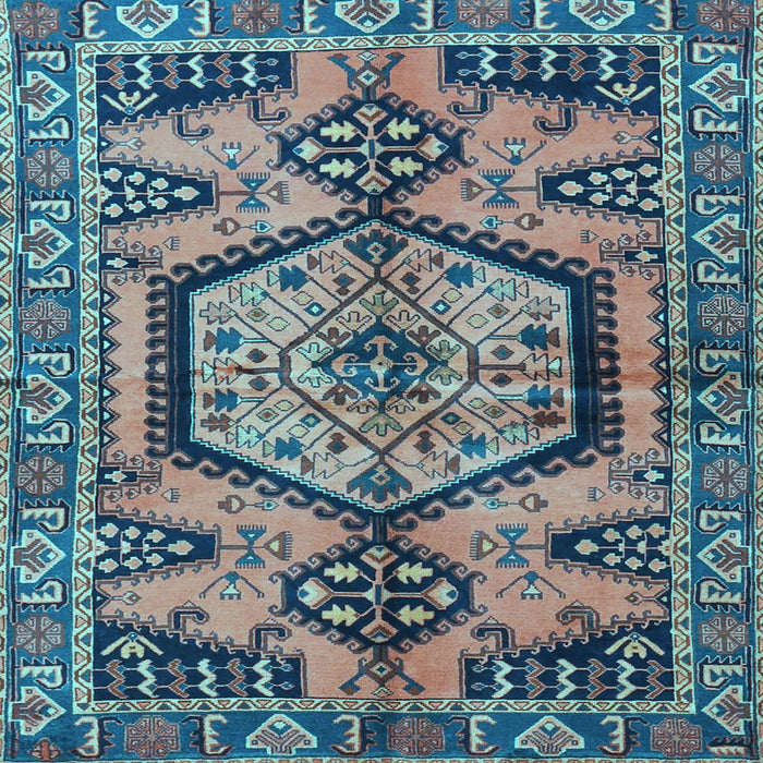 Square Machine Washable Persian Light Blue Traditional Rug, wshtr3951lblu