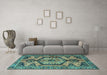 Machine Washable Persian Turquoise Traditional Area Rugs in a Living Room,, wshtr3951turq