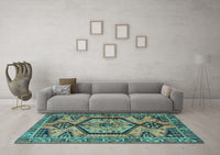 Machine Washable Persian Turquoise Traditional Rug, wshtr3951turq