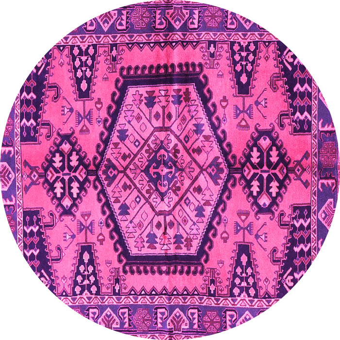 Round Machine Washable Persian Pink Traditional Rug, wshtr3951pnk
