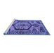 Sideview of Machine Washable Persian Blue Traditional Rug, wshtr3951blu