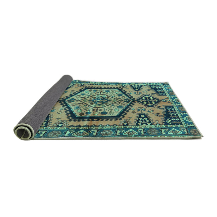 Sideview of Persian Turquoise Traditional Rug, tr3951turq