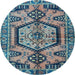 Round Persian Light Blue Traditional Rug, tr3951lblu