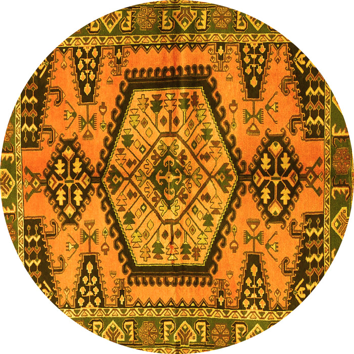 Round Persian Yellow Traditional Rug, tr3951yw