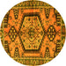 Round Persian Yellow Traditional Rug, tr3951yw