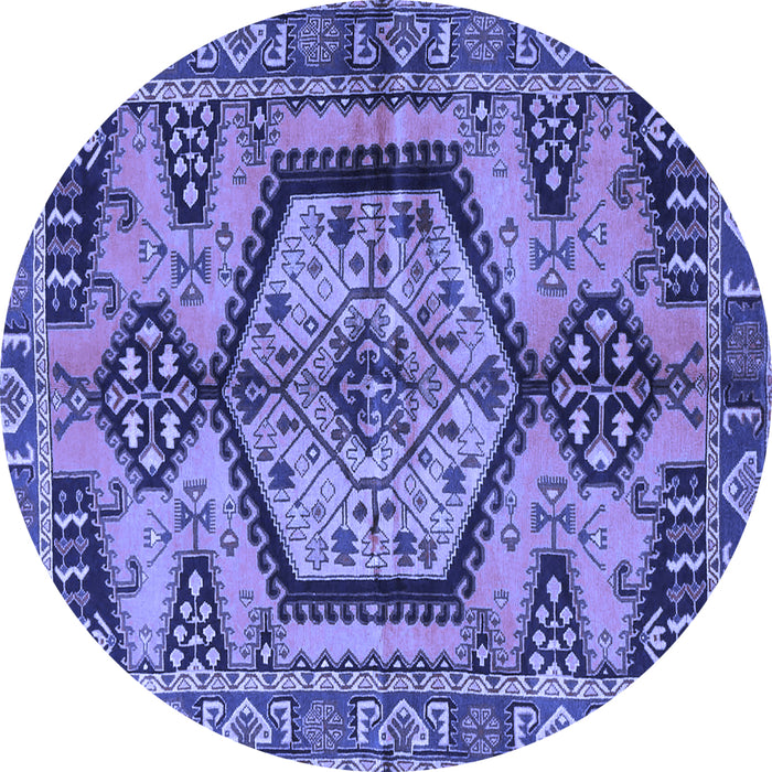 Round Machine Washable Persian Blue Traditional Rug, wshtr3951blu