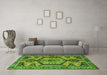 Machine Washable Persian Green Traditional Area Rugs in a Living Room,, wshtr3951grn