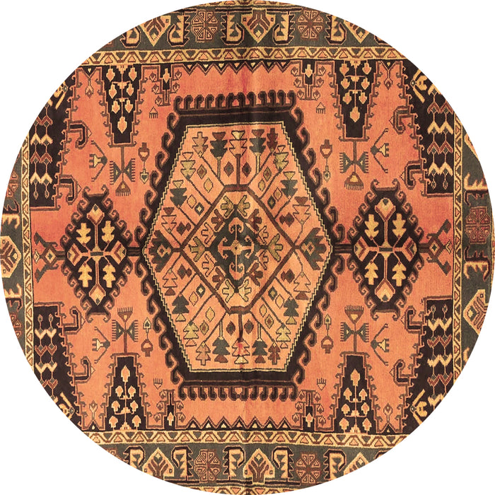 Round Persian Brown Traditional Rug, tr3951brn