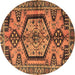 Round Machine Washable Persian Brown Traditional Rug, wshtr3951brn