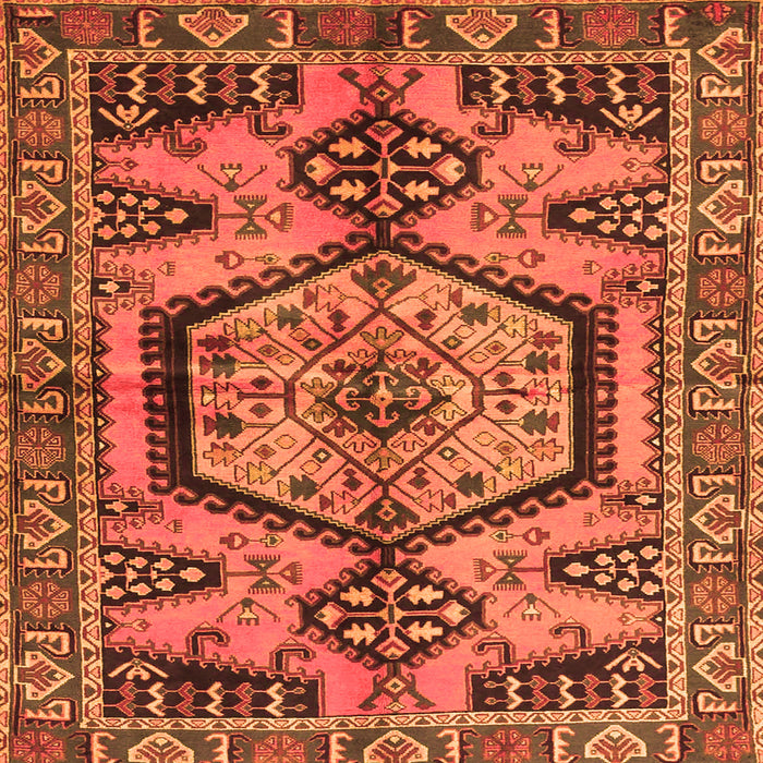 Round Machine Washable Persian Orange Traditional Area Rugs, wshtr3951org