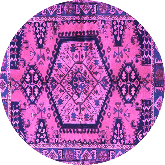 Round Machine Washable Persian Purple Traditional Area Rugs, wshtr3951pur