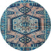 Round Machine Washable Persian Light Blue Traditional Rug, wshtr3951lblu