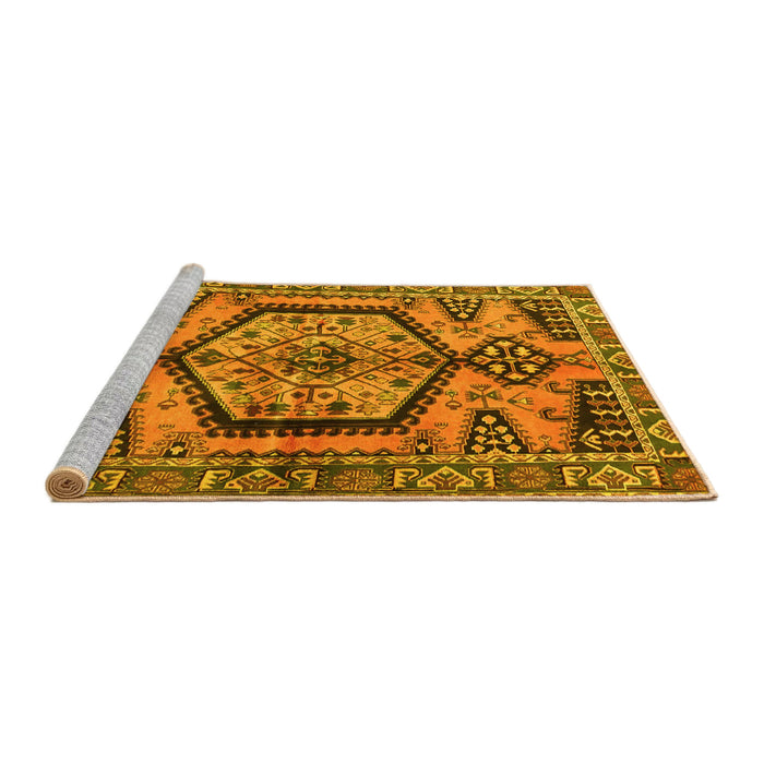 Sideview of Machine Washable Persian Yellow Traditional Rug, wshtr3951yw