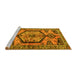 Sideview of Machine Washable Persian Yellow Traditional Rug, wshtr3951yw