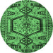 Round Persian Emerald Green Traditional Rug, tr3951emgrn