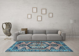 Machine Washable Persian Light Blue Traditional Rug in a Living Room, wshtr3951lblu