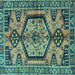 Square Machine Washable Persian Turquoise Traditional Area Rugs, wshtr3951turq