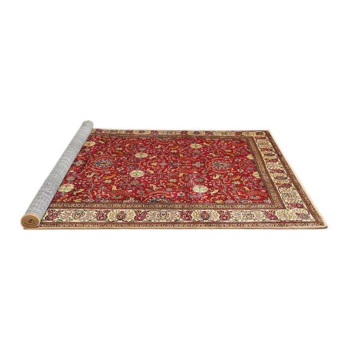 Sideview of Machine Washable Traditional Sand Brown Rug, wshtr3952