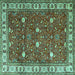 Square Machine Washable Persian Turquoise Traditional Area Rugs, wshtr3952turq