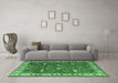 Machine Washable Persian Emerald Green Traditional Area Rugs in a Living Room,, wshtr3952emgrn