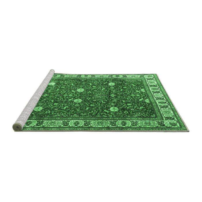 Sideview of Machine Washable Persian Emerald Green Traditional Area Rugs, wshtr3952emgrn