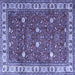 Square Machine Washable Persian Blue Traditional Rug, wshtr3952blu