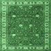 Square Machine Washable Persian Emerald Green Traditional Area Rugs, wshtr3952emgrn