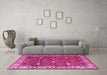 Machine Washable Persian Pink Traditional Rug in a Living Room, wshtr3952pnk