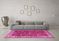 Machine Washable Persian Pink Traditional Rug, wshtr3952pnk